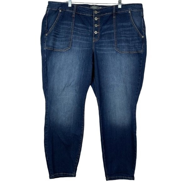 TORRID Feel The Fit Midrise Skinny Vintage Stretch Button Fly Jeans Size 24 R - Picture 1 of 9